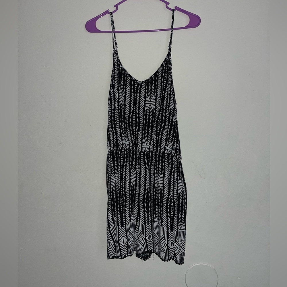 Women’s black and white romper.